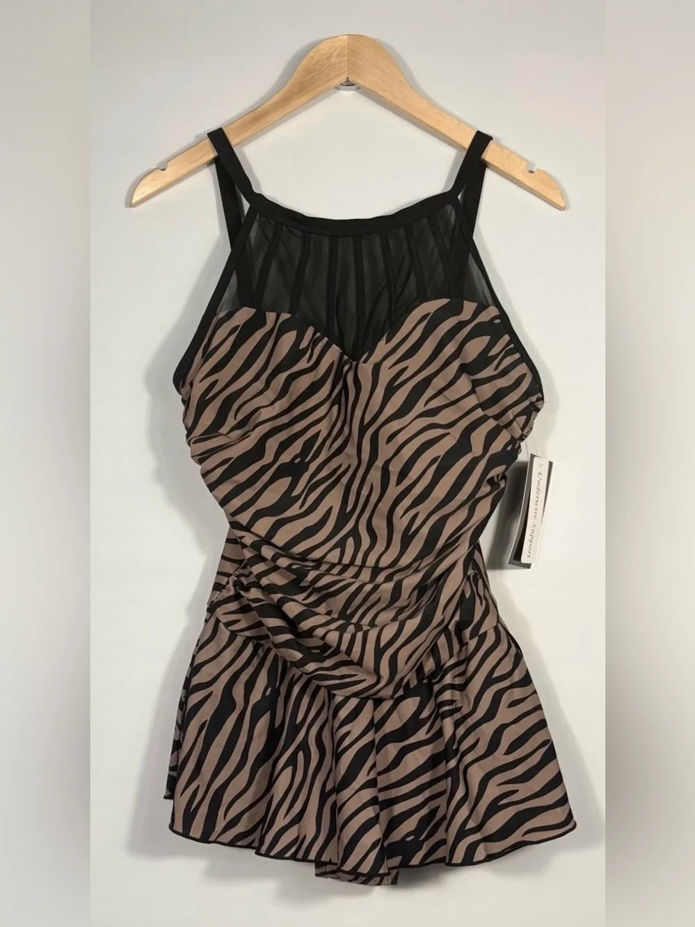 NEW Alisha Levine Women's 14 Sleek High Neck One Piece Swimdress
